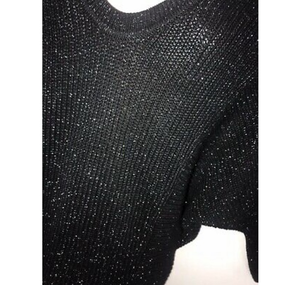EXPRESS V-Neck Sweater Black/Metallic Thread - Picture 6 of 6